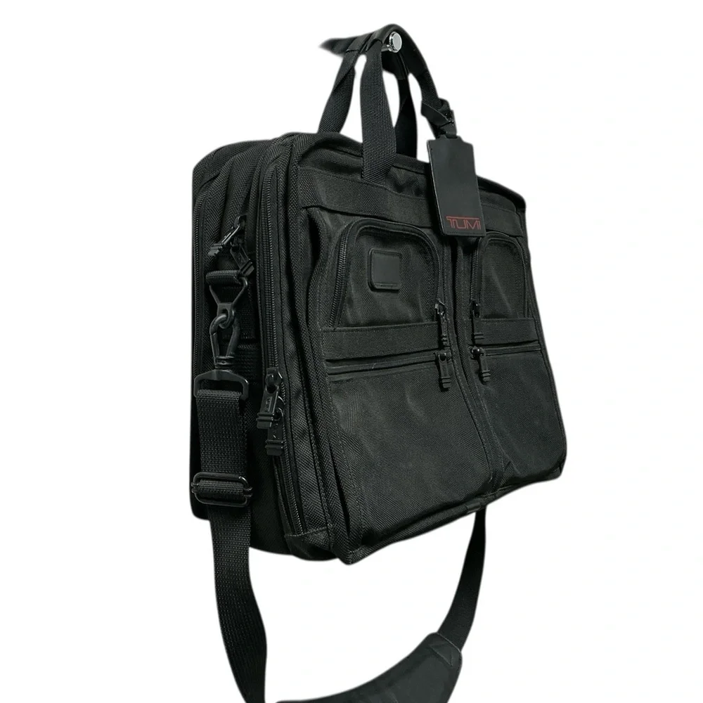 Tumi Deluxe Black Nylon Durable Organizer Laptop Briefcase